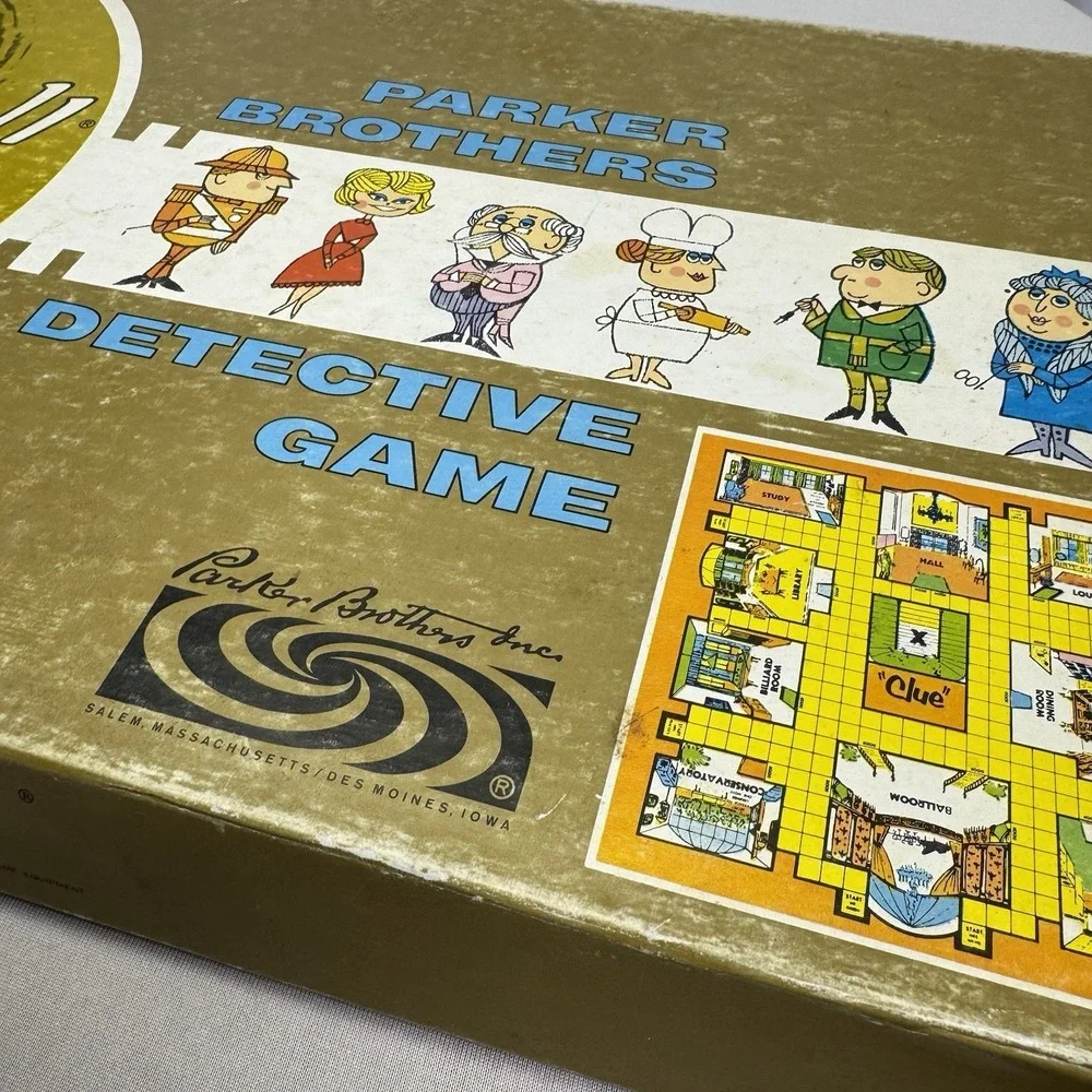 VTG Parker Brothers CLUE Mystery Detective Board Game ‎ c. 1960